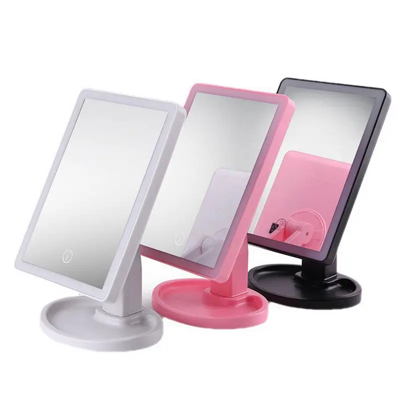 آینه آرایشی چراغ دار رومیزی مدل LED دار (باتری خور)