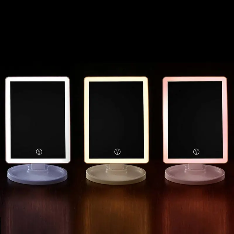 آینه آرایشی چراغ دار رومیزی مدل LED دار (باتری خور)